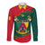 Personalised Cameroon Long Sleeve Button Shirt Cameroun Coat Of Arms Mix African Pattern - Wonder Print Shop