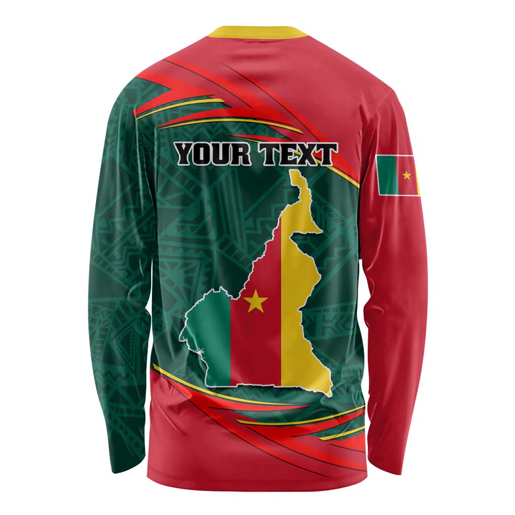 Personalised Cameroon Long Sleeve Shirt Cameroun Coat Of Arms Mix African Pattern LT01