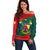 Personalised Cameroon Off Shoulder Sweater Cameroun Coat Of Arms Mix African Pattern - Wonder Print Shop
