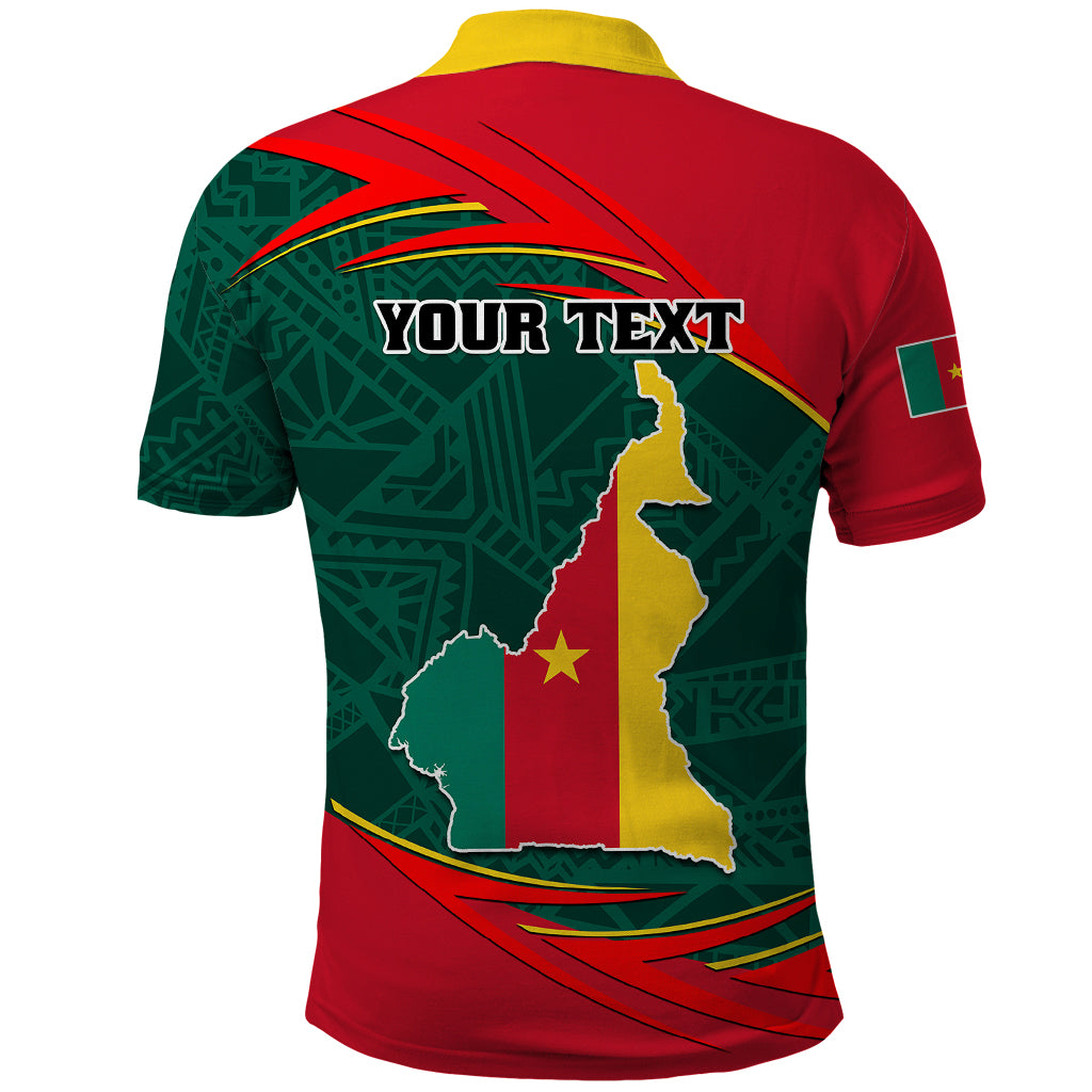 Personalised Cameroon Polo Shirt Cameroun Coat Of Arms Mix African Pattern - Wonder Print Shop