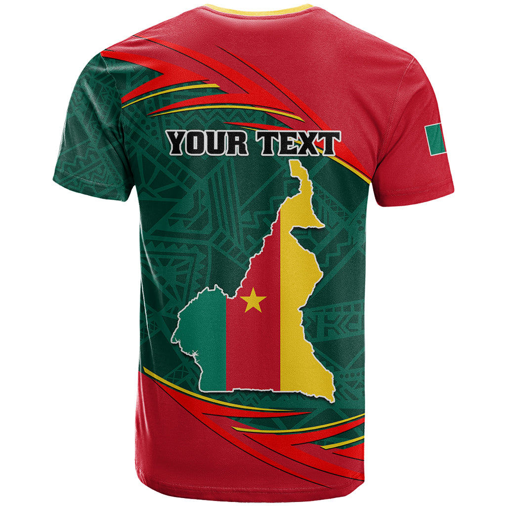 Personalised Cameroon T Shirt Cameroun Coat Of Arms Mix African Pattern - Wonder Print Shop