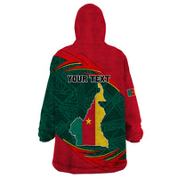 Personalised Cameroon Wearable Blanket Hoodie Cameroun Coat Of Arms Mix African Pattern - Wonder Print Shop