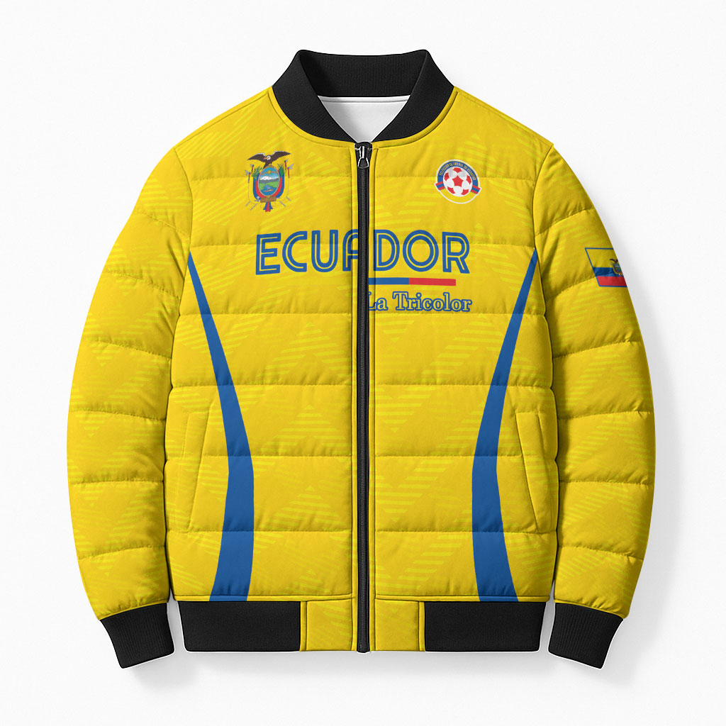 Custom Ecuador 2026 World Football Bomber Puffer Jacket La Tri Go Champion Yellow Edition