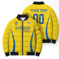 Custom Ecuador 2026 World Football Bomber Puffer Jacket La Tri Go Champion Yellow Edition