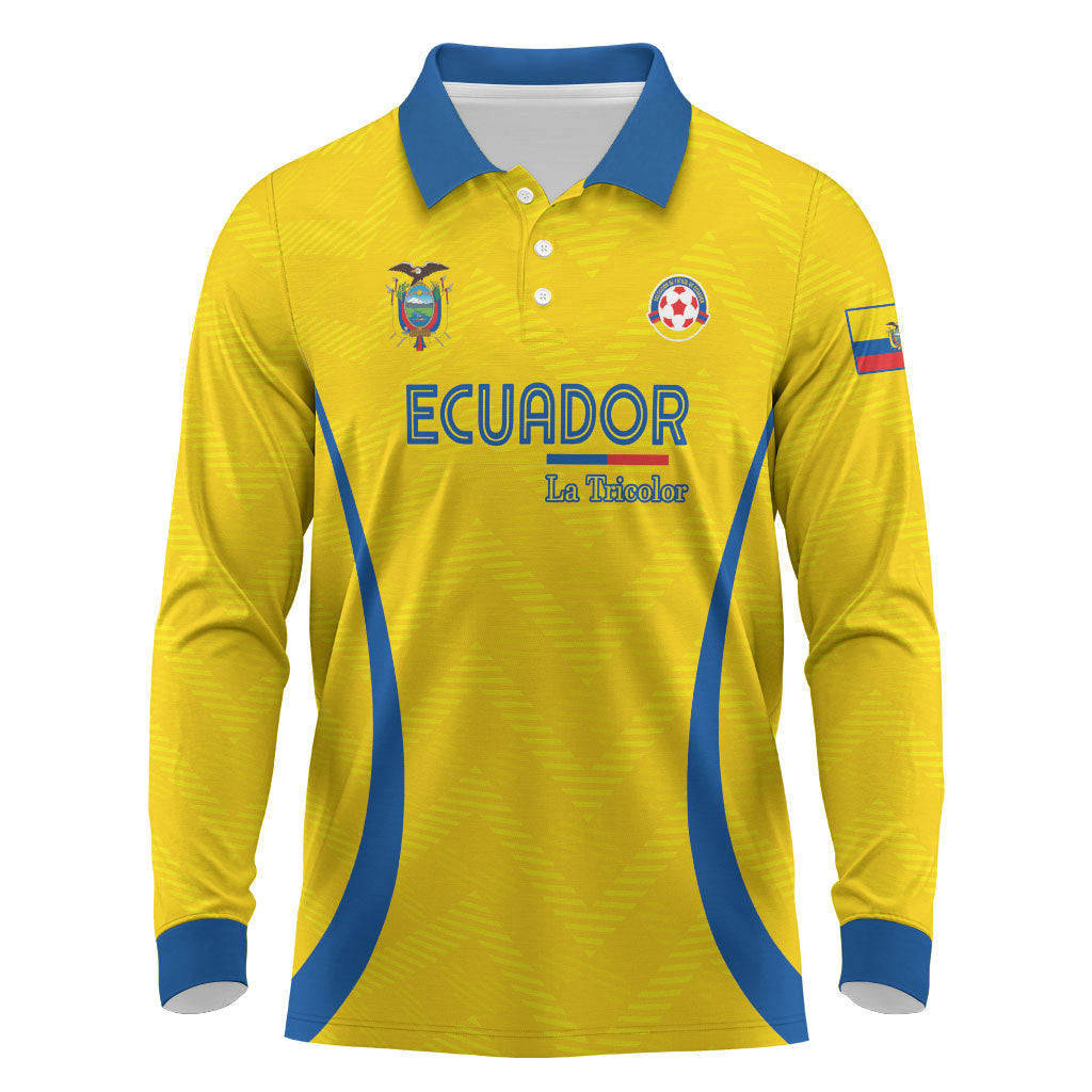 Custom Ecuador 2026 World Football Long Sleeve Polo Shirt La Tri Go Champion Yellow Edition