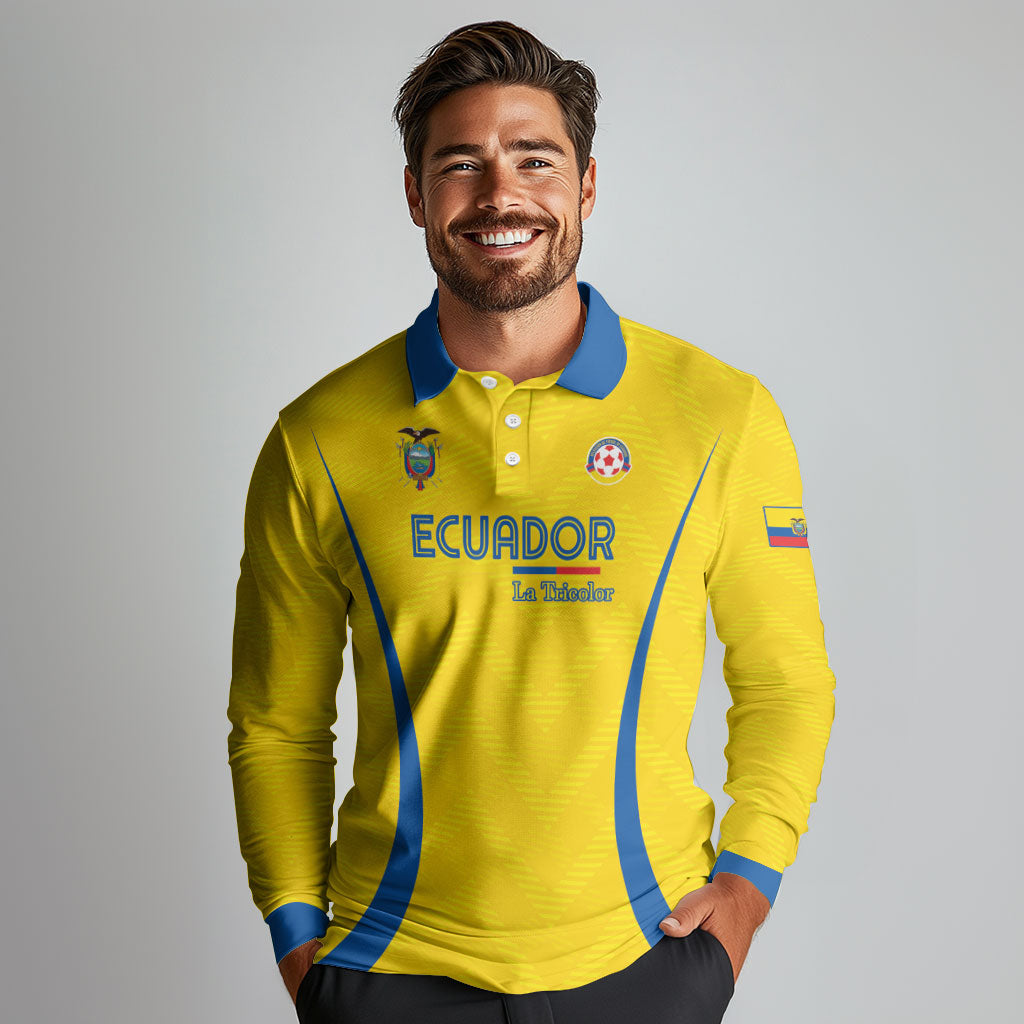 Custom Ecuador 2026 World Football Long Sleeve Polo Shirt La Tri Go Champion Yellow Edition