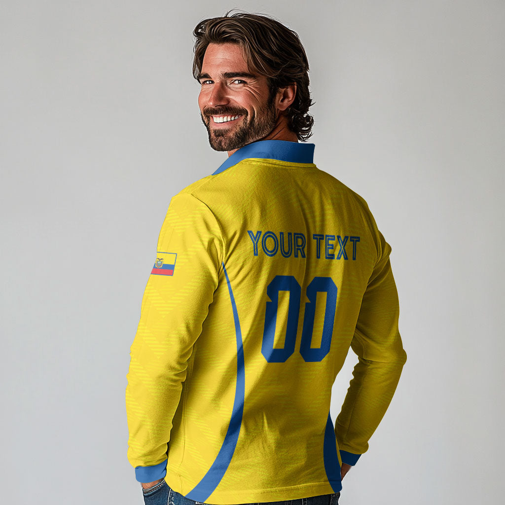 Custom Ecuador 2026 World Football Long Sleeve Polo Shirt La Tri Go Champion Yellow Edition