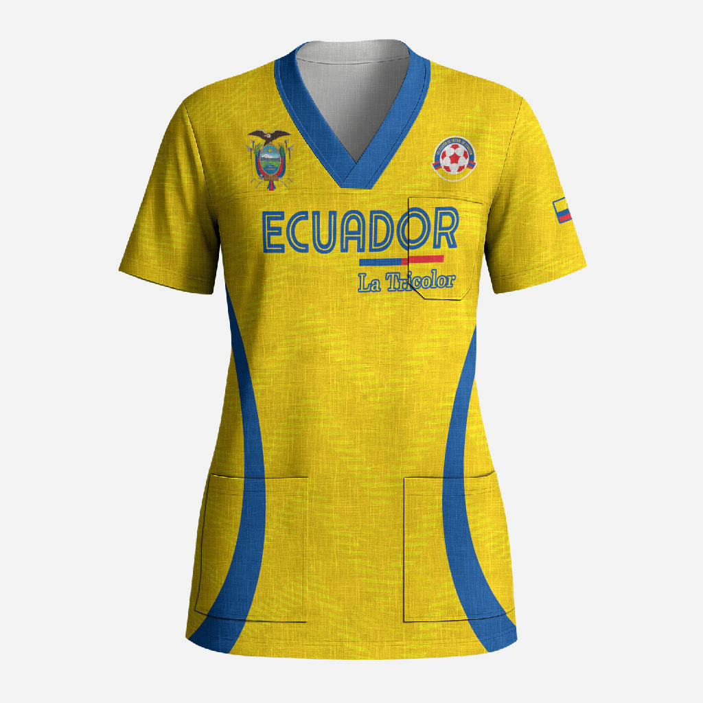 Custom Ecuador 2026 World Football Scrub Top La Tri Go Champion Yellow Edition