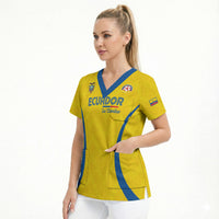 Custom Ecuador 2026 World Football Scrub Top La Tri Go Champion Yellow Edition
