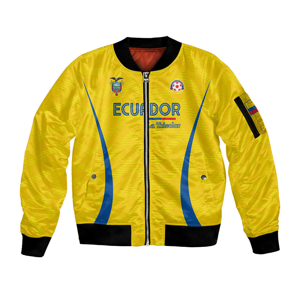 Custom Ecuador 2026 World Football Sleeve Zip Bomber Jacket La Tri Go Champion Yellow Edition