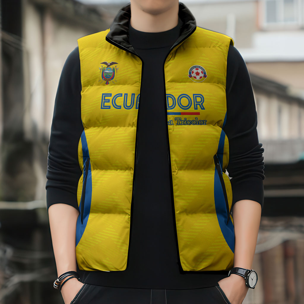 Custom Ecuador 2026 World Football Sleeveless Puffer Jacket La Tri Go Champion Yellow Edition