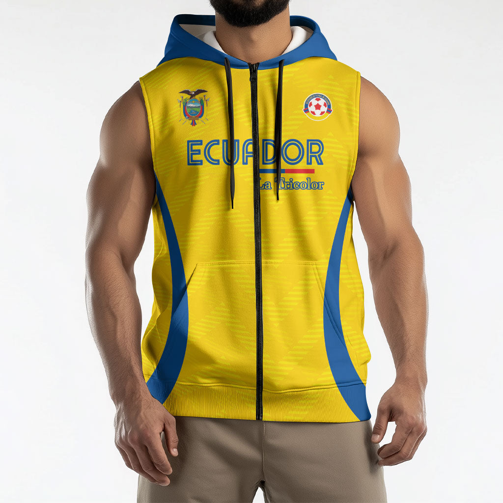Custom Ecuador 2026 World Football Sleeveless Zip Hoodie La Tri Go Champion Yellow Edition