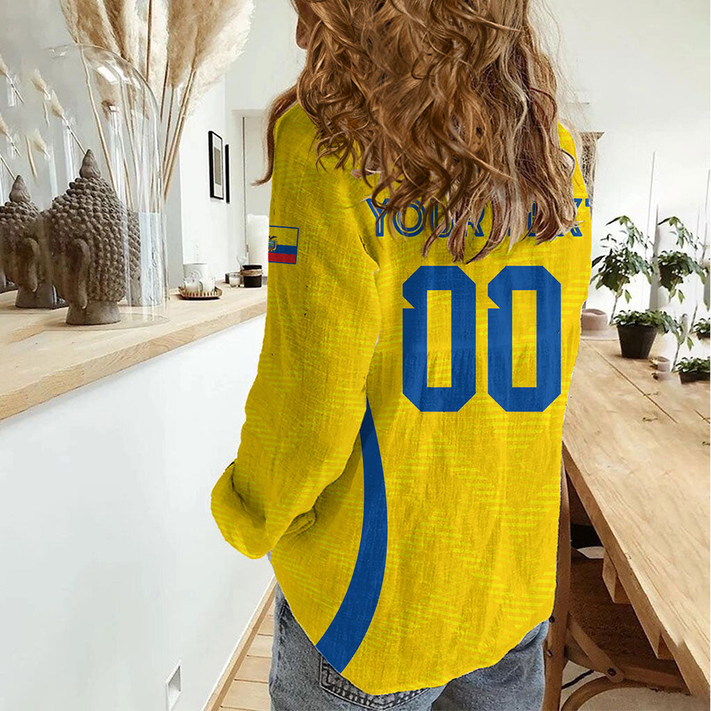 Custom Ecuador 2026 World Football Women Casual Shirt La Tri Go Champion Yellow Edition