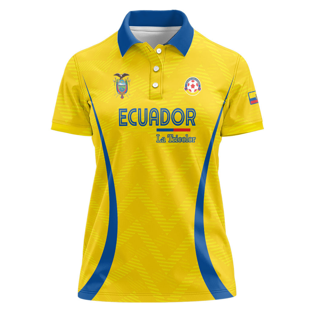 Custom Ecuador 2026 World Football Women Polo Shirt La Tri Go Champion Yellow Edition