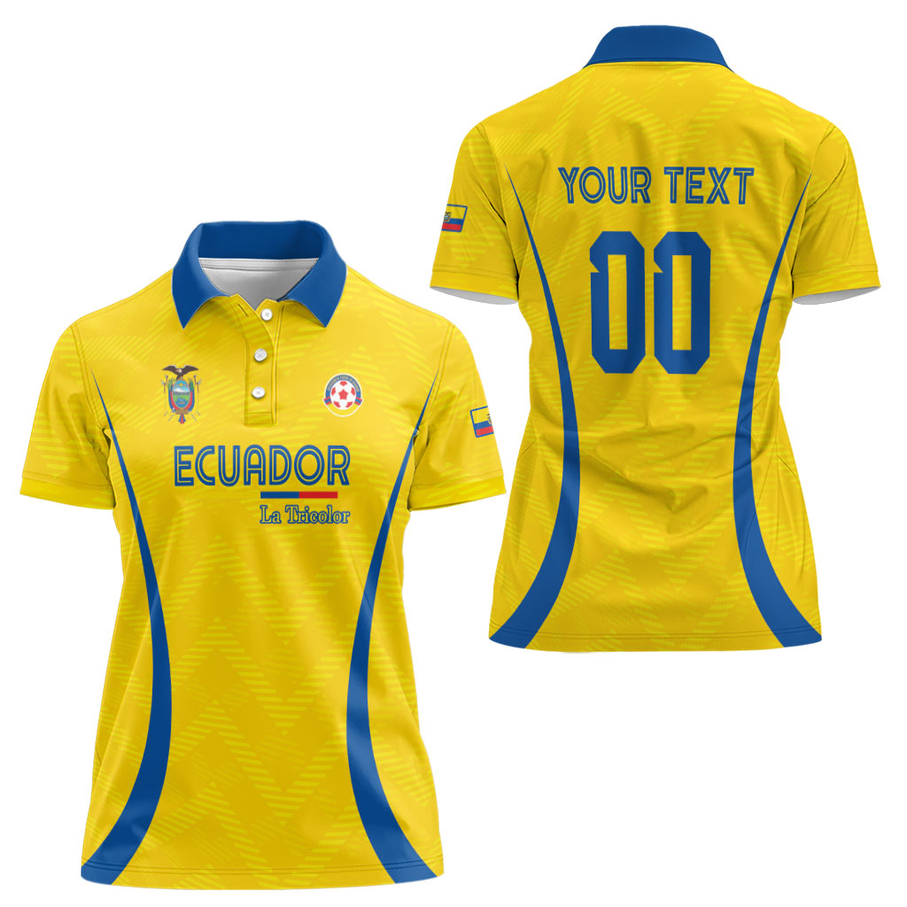 Custom Ecuador 2026 World Football Women Polo Shirt La Tri Go Champion Yellow Edition
