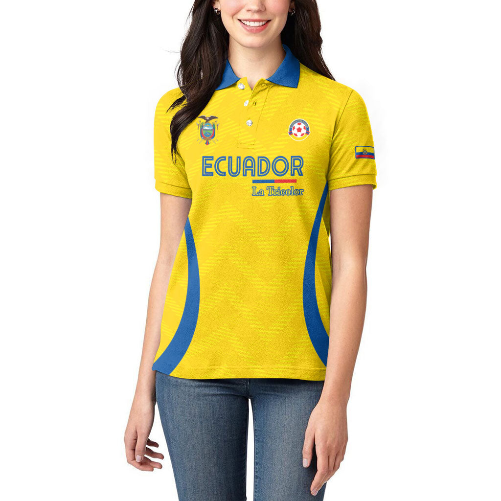 Custom Ecuador 2026 World Football Women Polo Shirt La Tri Go Champion Yellow Edition