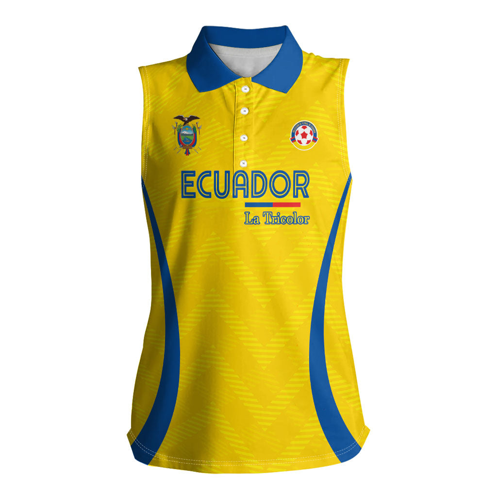 Custom Ecuador 2026 World Football Women Sleeveless Polo Shirt La Tri Go Champion Yellow Edition