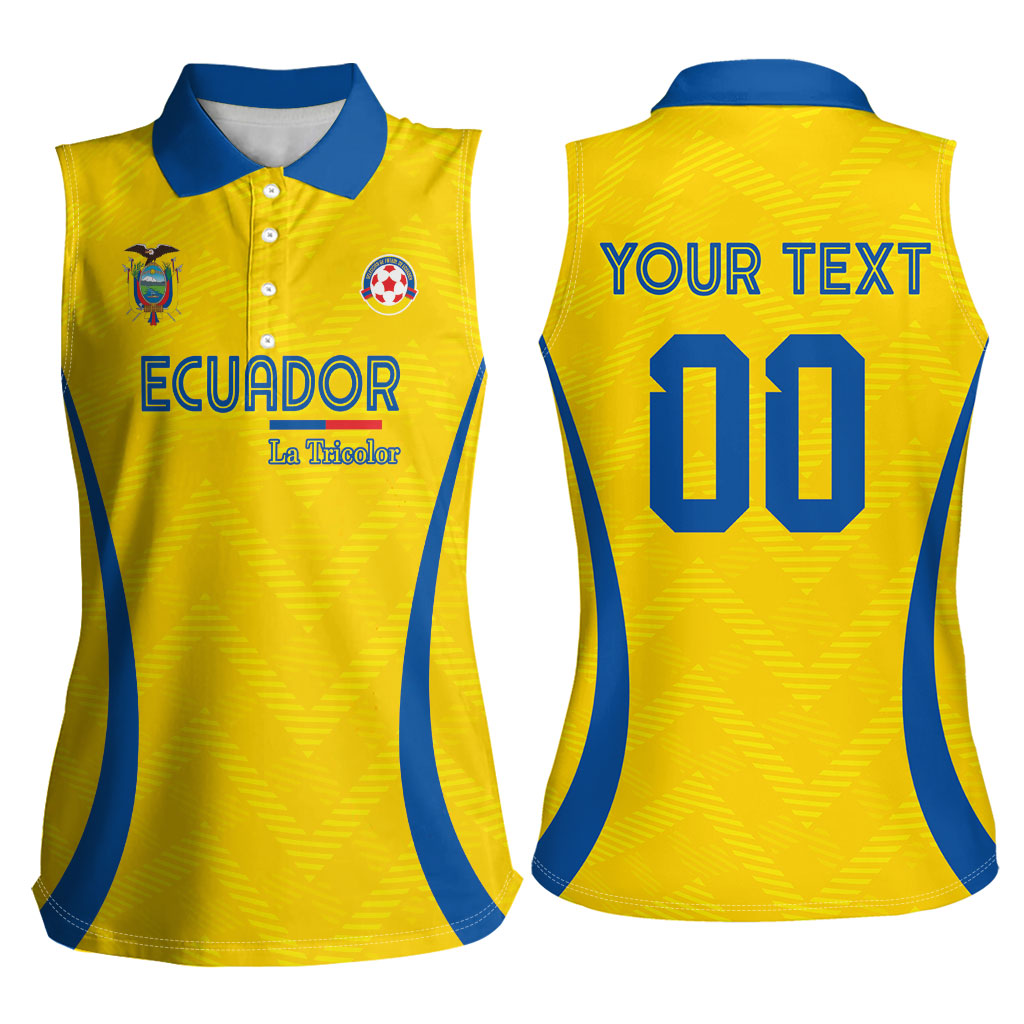 Custom Ecuador 2026 World Football Women Sleeveless Polo Shirt La Tri Go Champion Yellow Edition