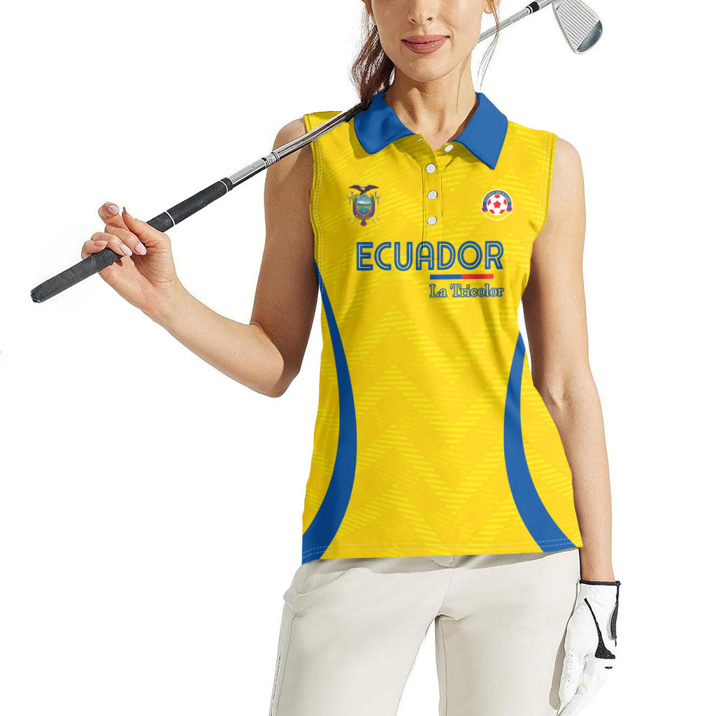 Custom Ecuador 2026 World Football Women Sleeveless Polo Shirt La Tri Go Champion Yellow Edition