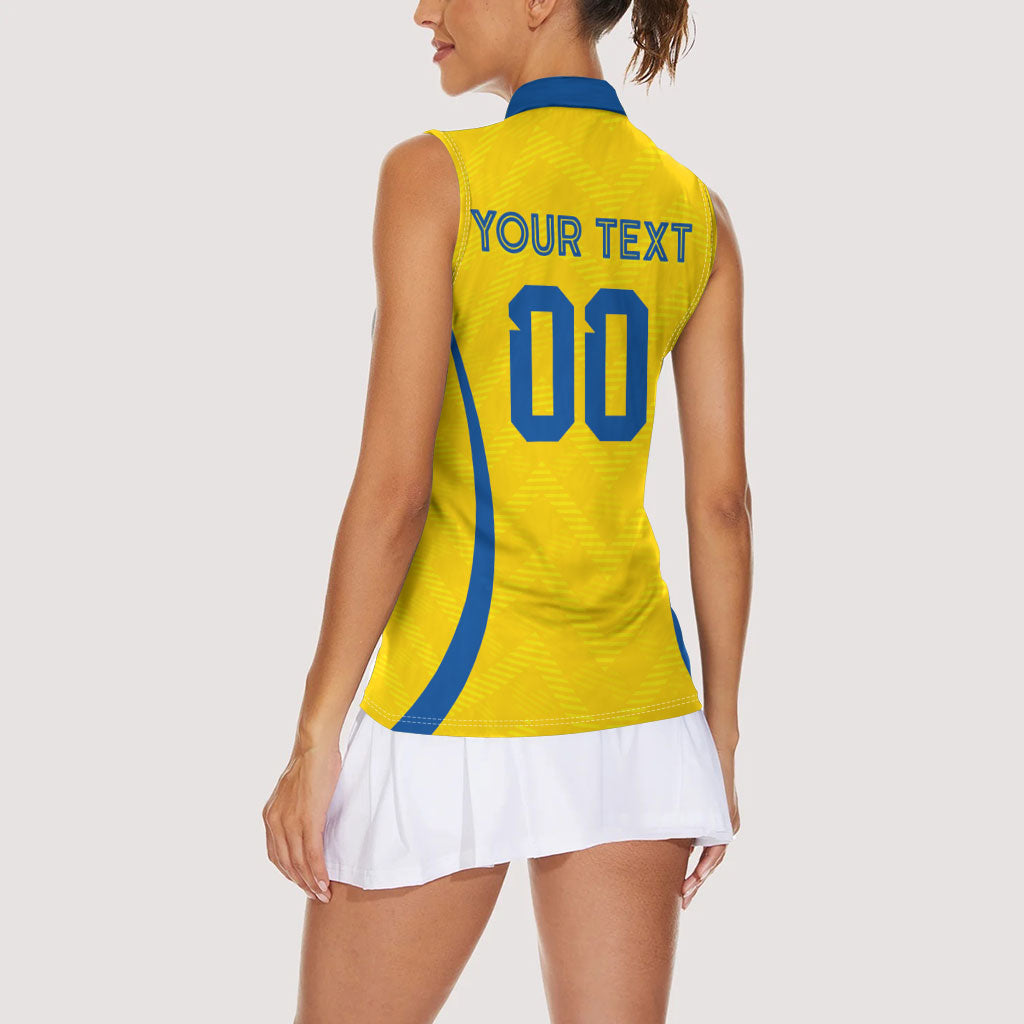 Custom Ecuador 2026 World Football Women Sleeveless Polo Shirt La Tri Go Champion Yellow Edition