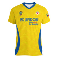 Custom Ecuador 2026 World Football Women V-Neck T-Shirt La Tri Go Champion Yellow Edition