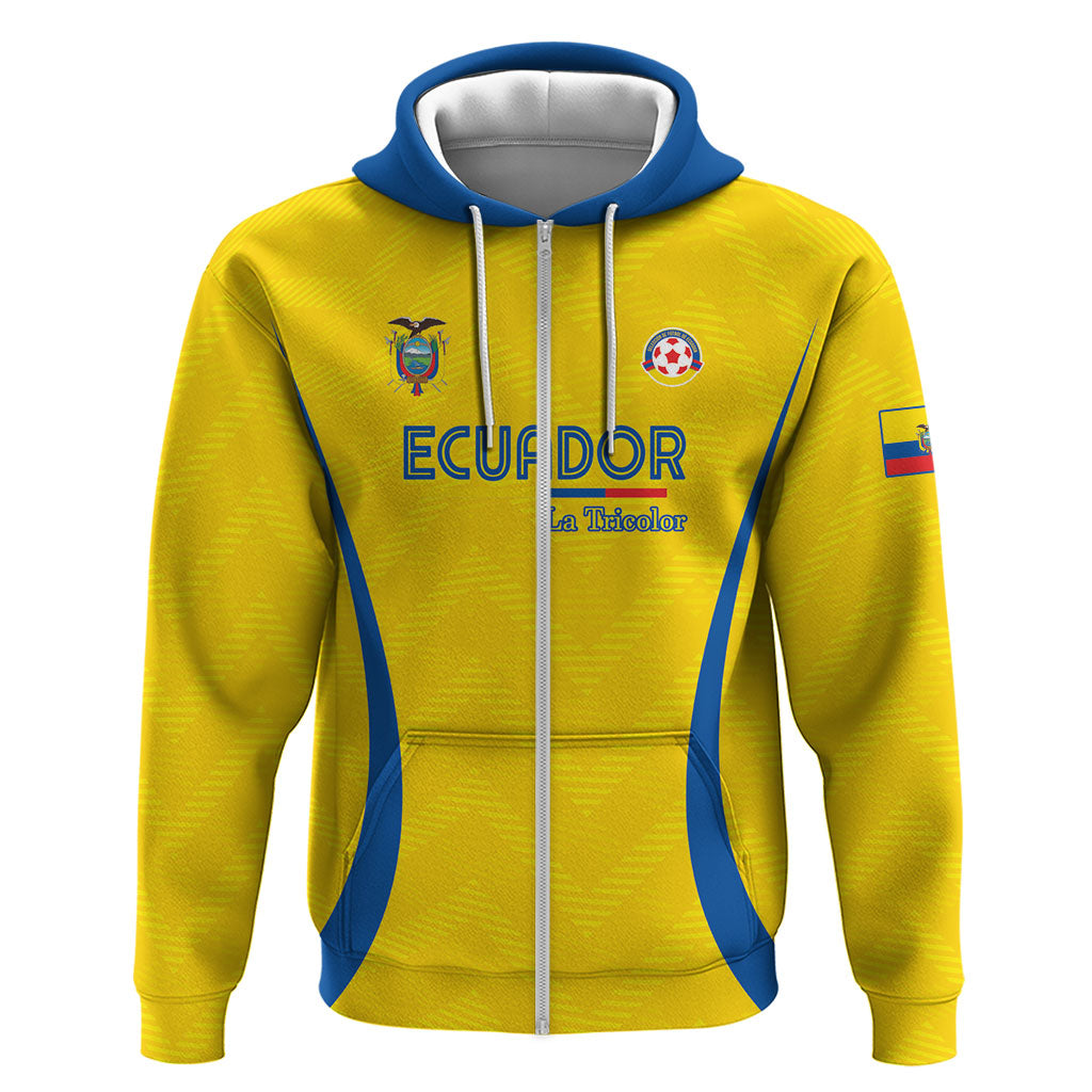 Custom Ecuador 2026 World Football Zip Hoodie La Tri Go Champion Yellow Edition