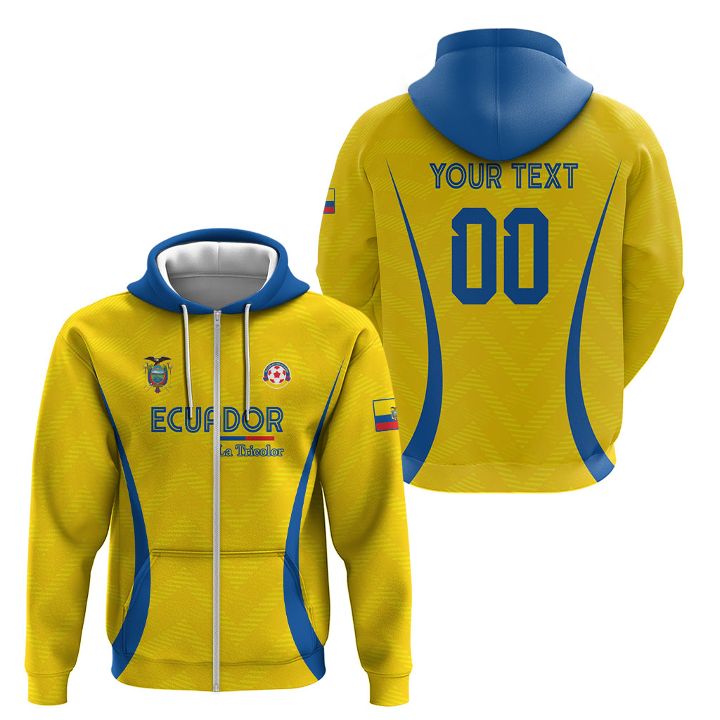 Custom Ecuador 2026 World Football Zip Hoodie La Tri Go Champion Yellow Edition