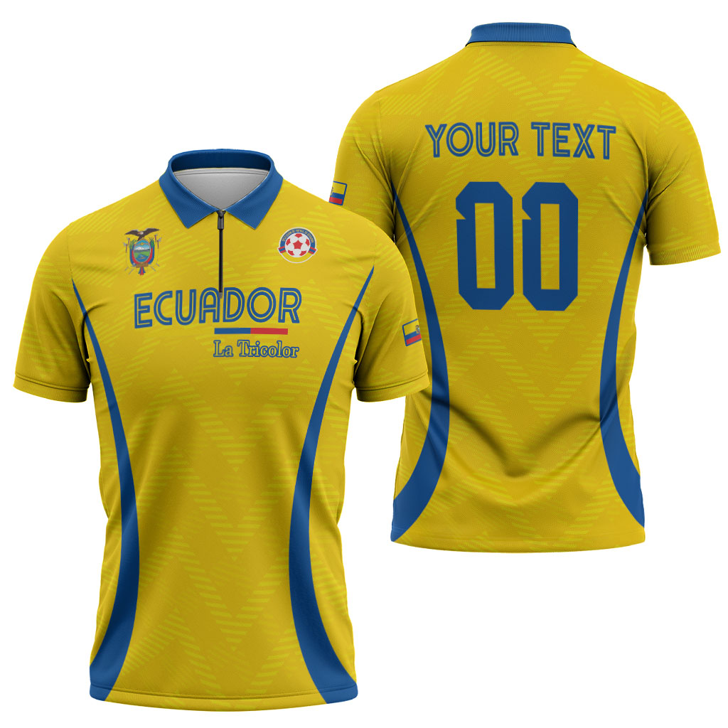 Custom Ecuador 2026 World Football Zipper Polo Shirt La Tri Go Champion Yellow Edition