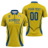 Custom Ecuador 2026 World Football Zipper Polo Shirt La Tri Go Champion Yellow Edition