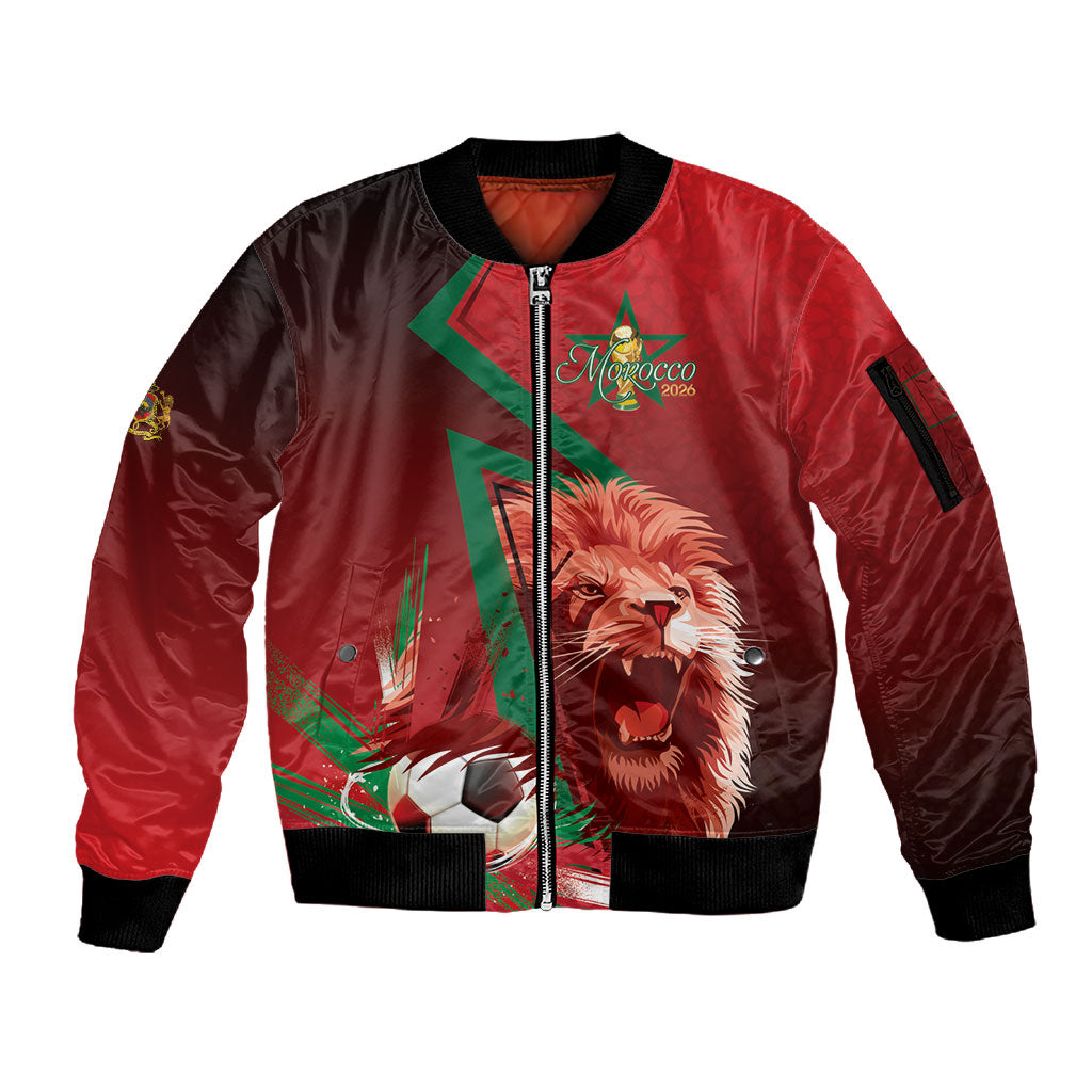 Custom Morocco 2026 World Football Sleeve Zip Bomber Jacket Together for One Goal Champions