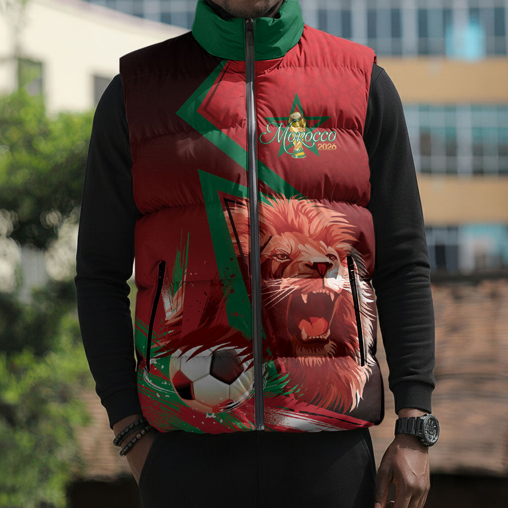 Custom Morocco 2026 World Football Sleeveless Puffer Jacket Together for One Goal Champions