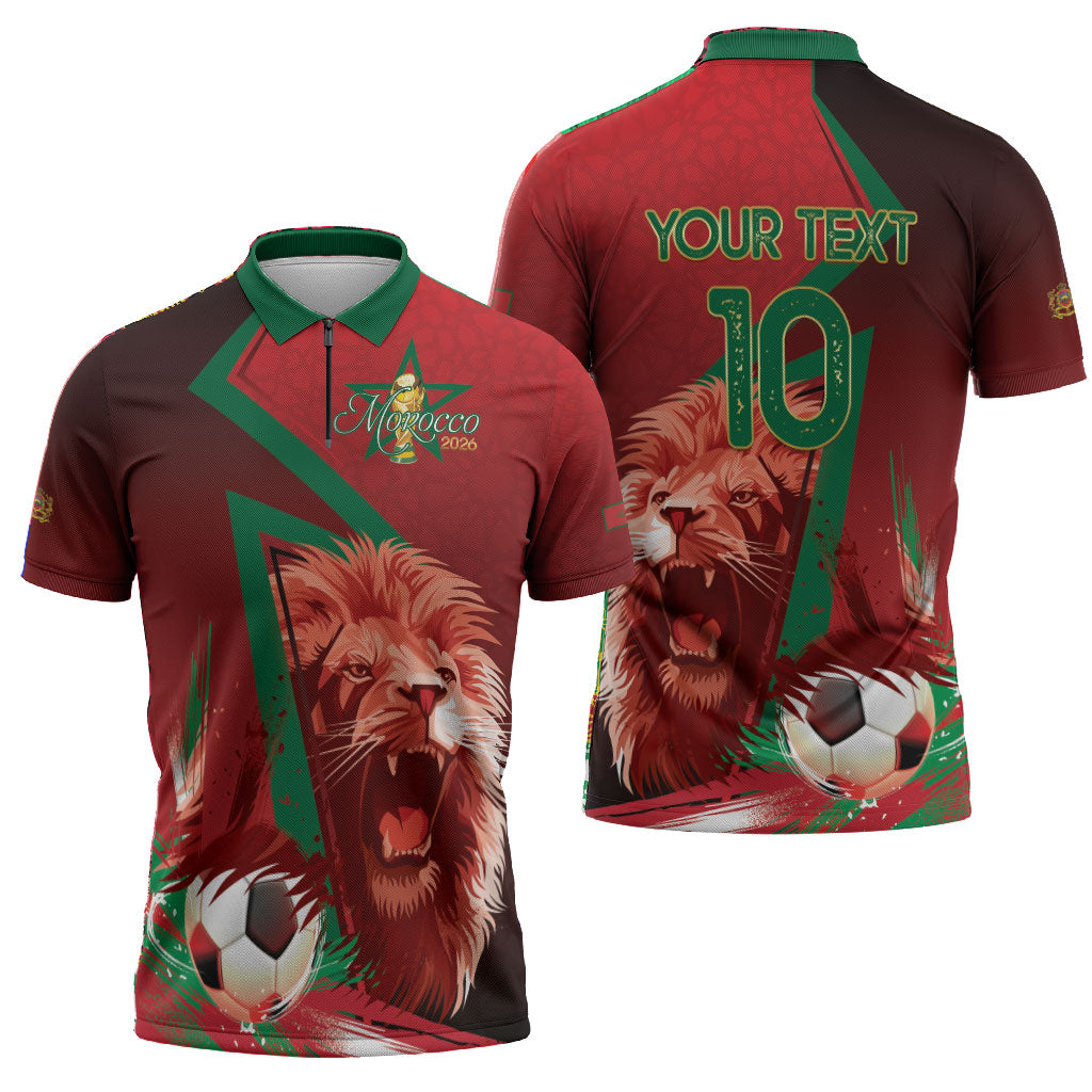 Custom Morocco 2026 World Football Zipper Polo Shirt Together for One Goal Champions