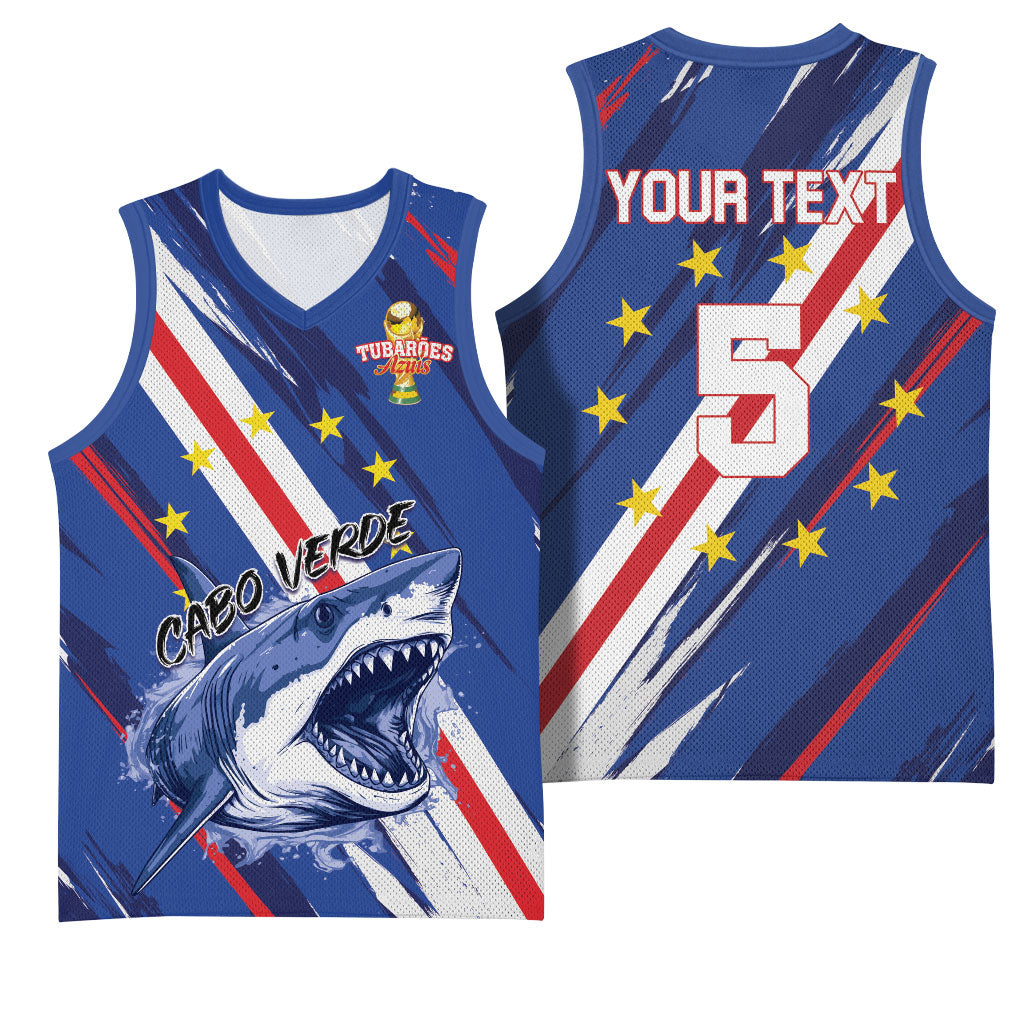 Custom World Football 2026 Cabo Verde Basketball Jersey Tubaroes Azuis Victory