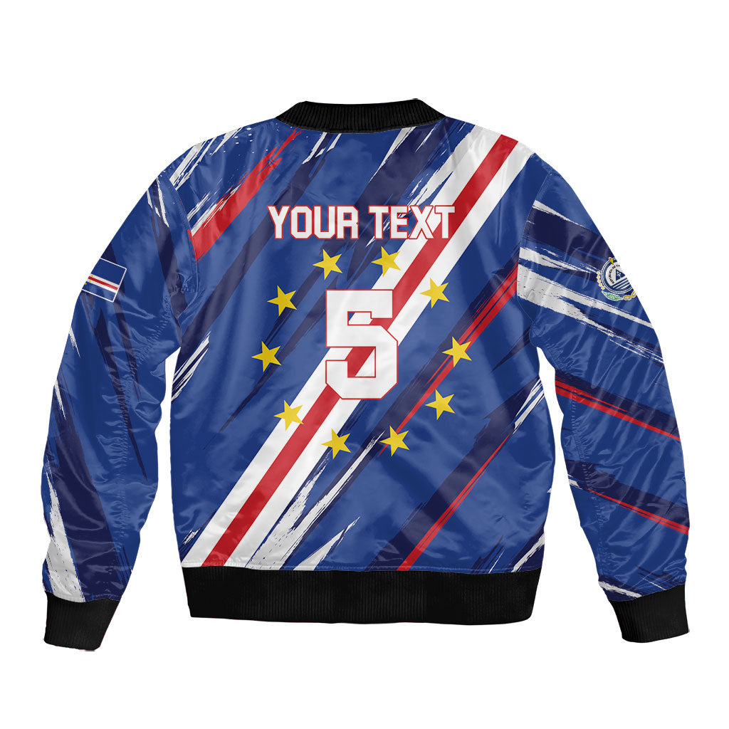 Custom World Football 2026 Cabo Verde Bomber Jacket Tubaroes Azuis Victory