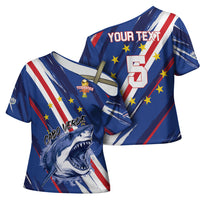 Custom World Football 2026 Cabo Verde Cross Shoulder Shirt Tubaroes Azuis Victory