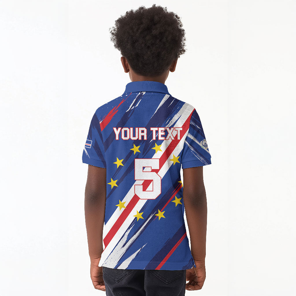 Custom World Football 2026 Cabo Verde Kid Polo Shirt Tubaroes Azuis Victory