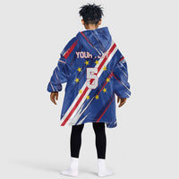 Custom World Football 2026 Cabo Verde Kid Wearable Blanket Hoodie Tubaroes Azuis Victory