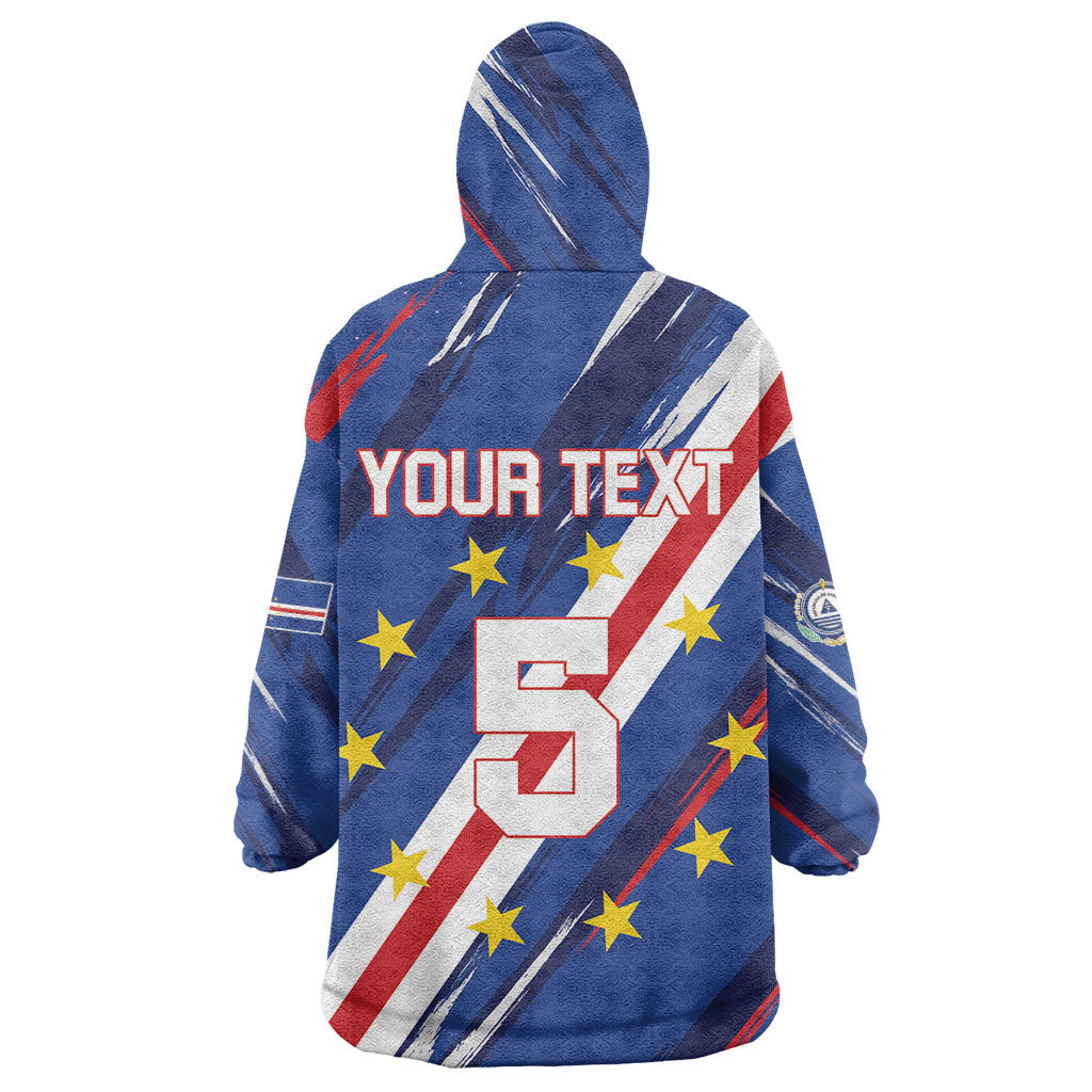 Custom World Football 2026 Cabo Verde Kid Wearable Blanket Hoodie Tubaroes Azuis Victory