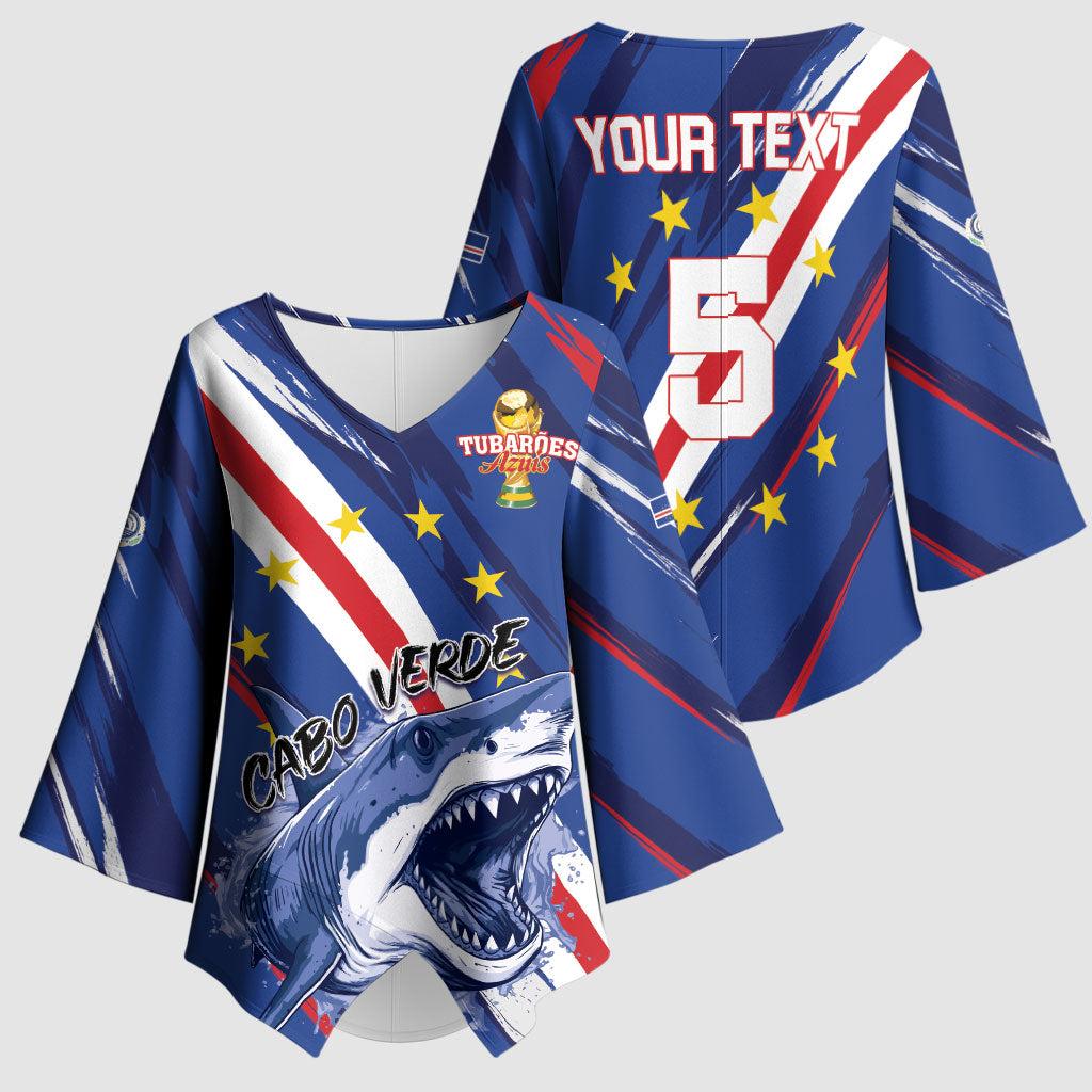 Custom World Football 2026 Cabo Verde Kimono Sleeve Blouse Tubaroes Azuis Victory