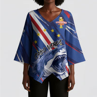 Custom World Football 2026 Cabo Verde Kimono Sleeve Blouse Tubaroes Azuis Victory