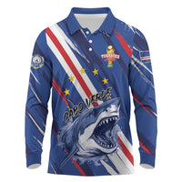 Custom World Football 2026 Cabo Verde Long Sleeve Polo Shirt Tubaroes Azuis Victory