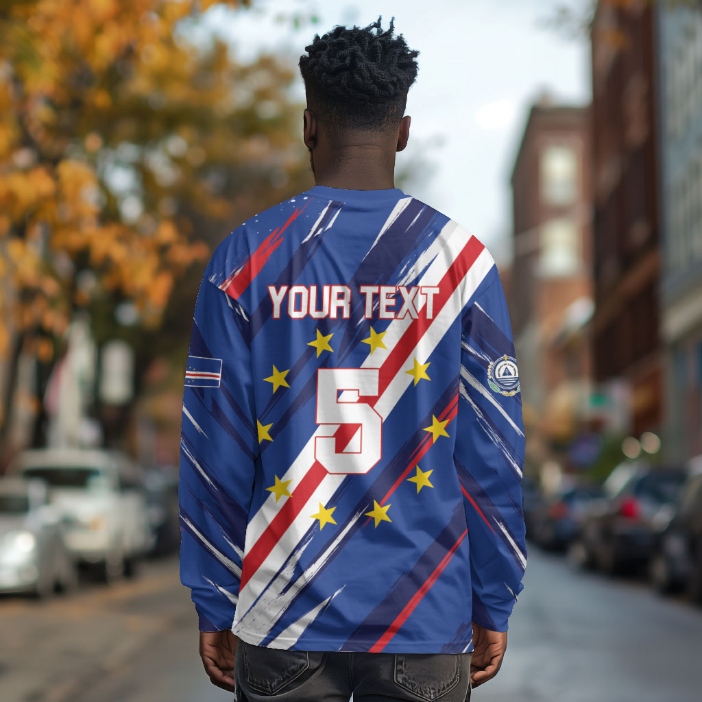 Custom World Football 2026 Cabo Verde Long Sleeve Shirt Tubaroes Azuis Victory