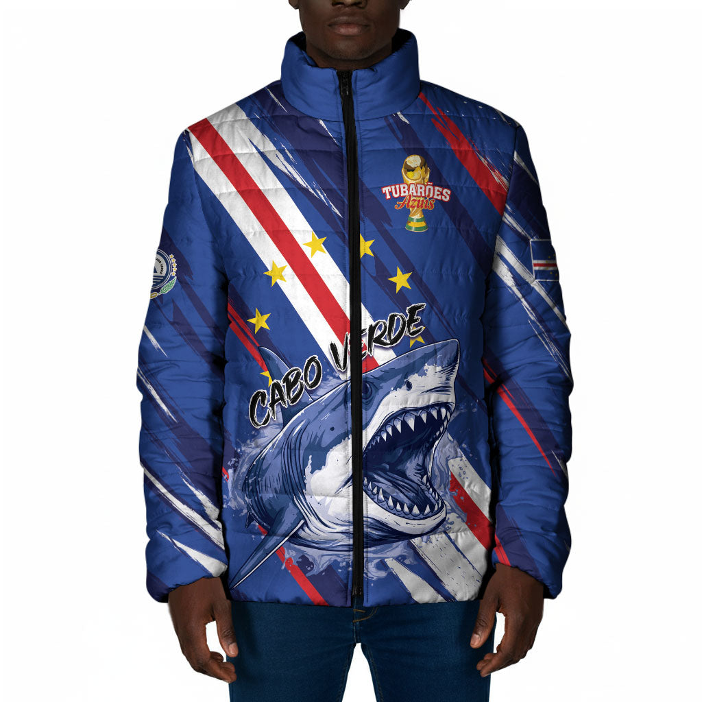Custom World Football 2026 Cabo Verde Padded Jacket Tubaroes Azuis Victory