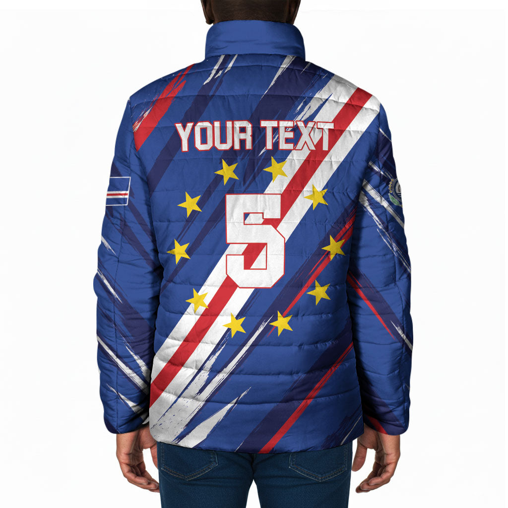 Custom World Football 2026 Cabo Verde Padded Jacket Tubaroes Azuis Victory