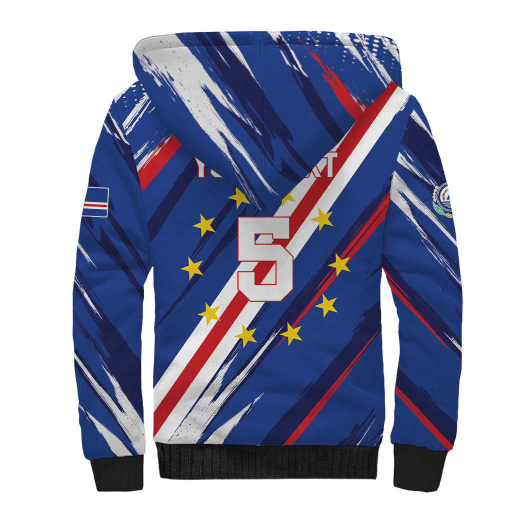 Custom World Football 2026 Cabo Verde Sherpa Hoodie Tubaroes Azuis Victory