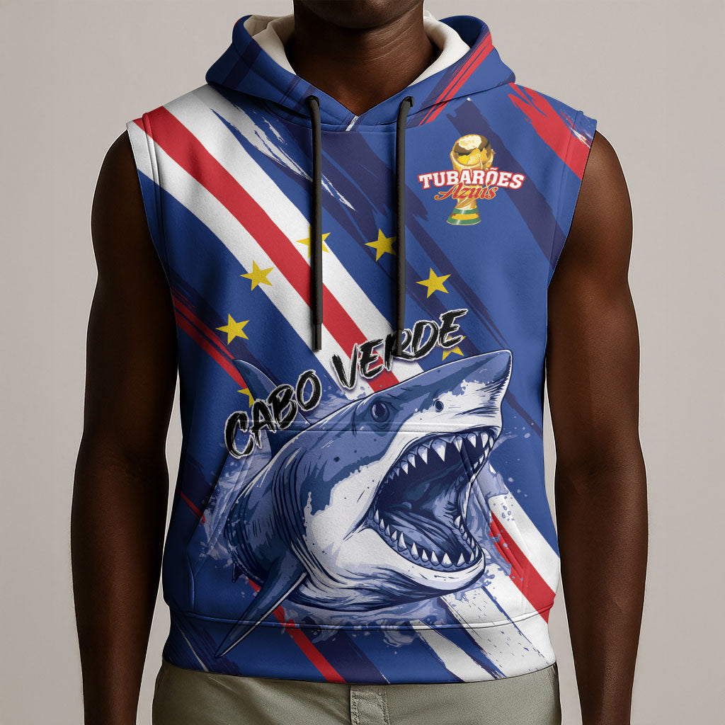 Custom World Football 2026 Cabo Verde Sleeveless Hoodie Tubaroes Azuis Victory