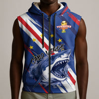 Custom World Football 2026 Cabo Verde Sleeveless Zip Hoodie Tubaroes Azuis Victory