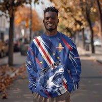 Custom World Football 2026 Cabo Verde Sweatshirt Tubaroes Azuis Victory
