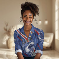 Custom World Football 2026 Cabo Verde Women Casual Shirt Tubaroes Azuis Victory