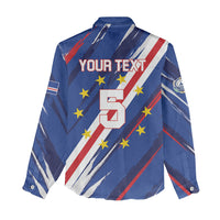 Custom World Football 2026 Cabo Verde Women Casual Shirt Tubaroes Azuis Victory